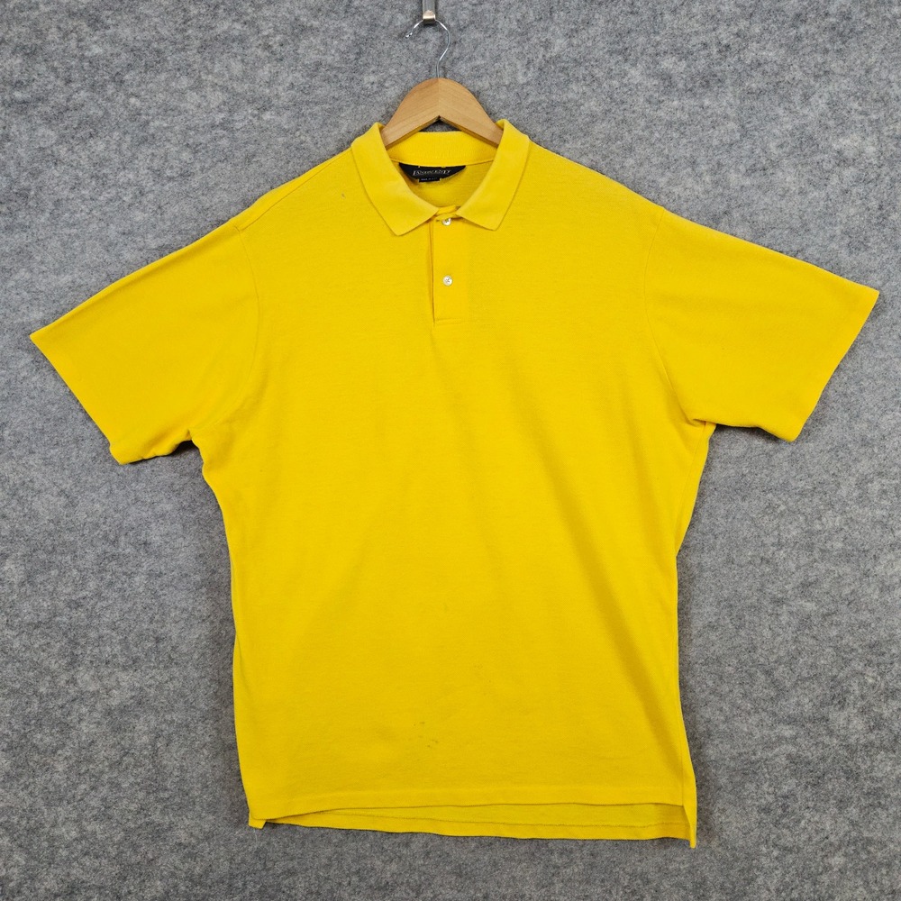 Lands End Men's Yellow Knit‎ Polo Shirt Size XL 100% Cotton Preppy Bright SPOTS